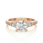 Round Diamond Three Stone Engagement Ring With Baguette Side Stones