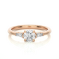 Round Lab / Moissanite Diamond With Tapered Baguette Three Stone Ring