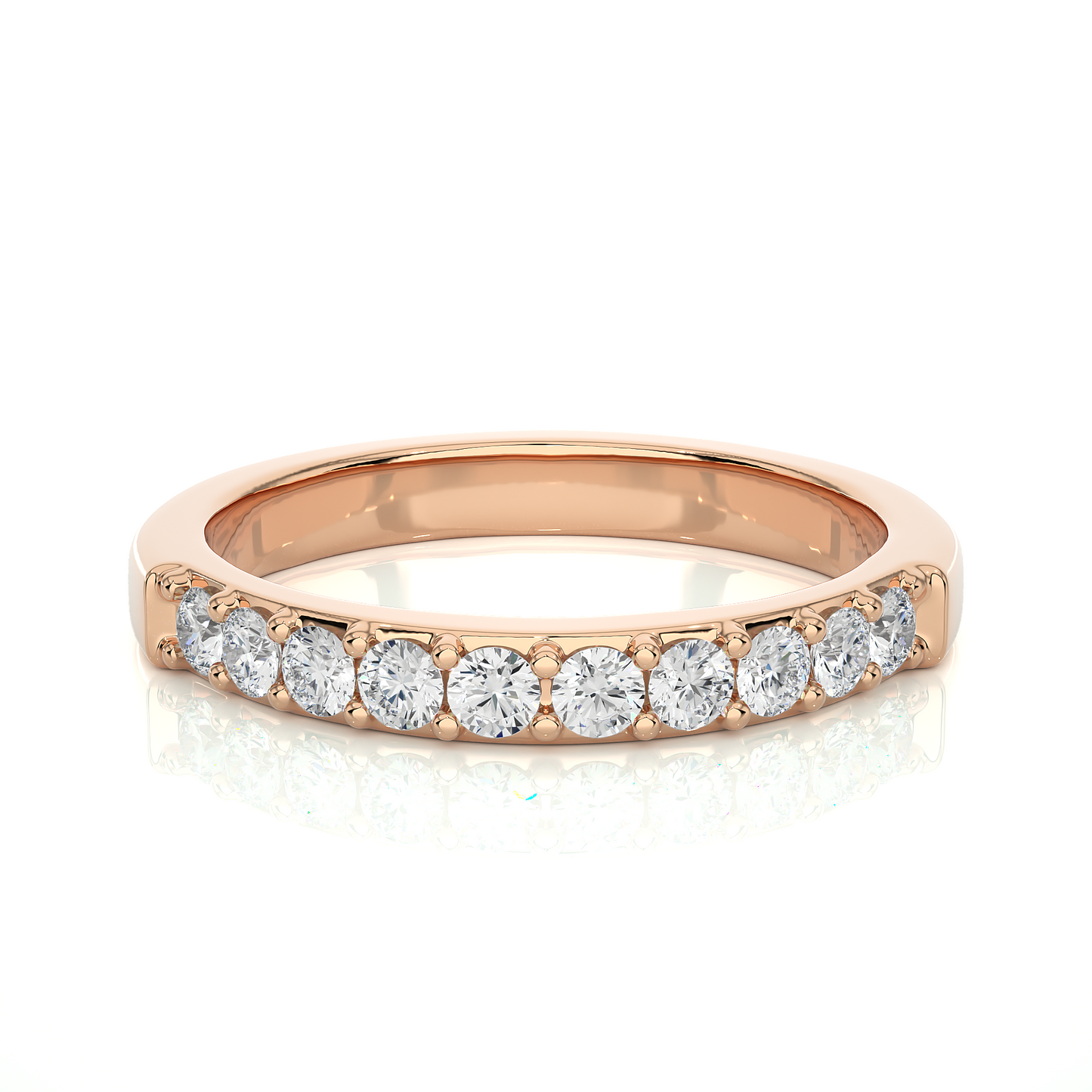 Minimalist Half Eternity Moissanite Lab Diamond Vermeil Ring