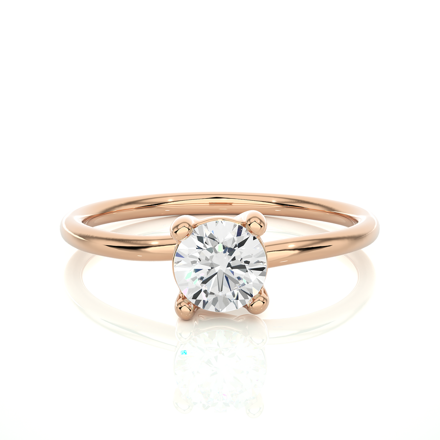 Minimal Vermeil Solitaire Moissanite Lab Diamond Ring