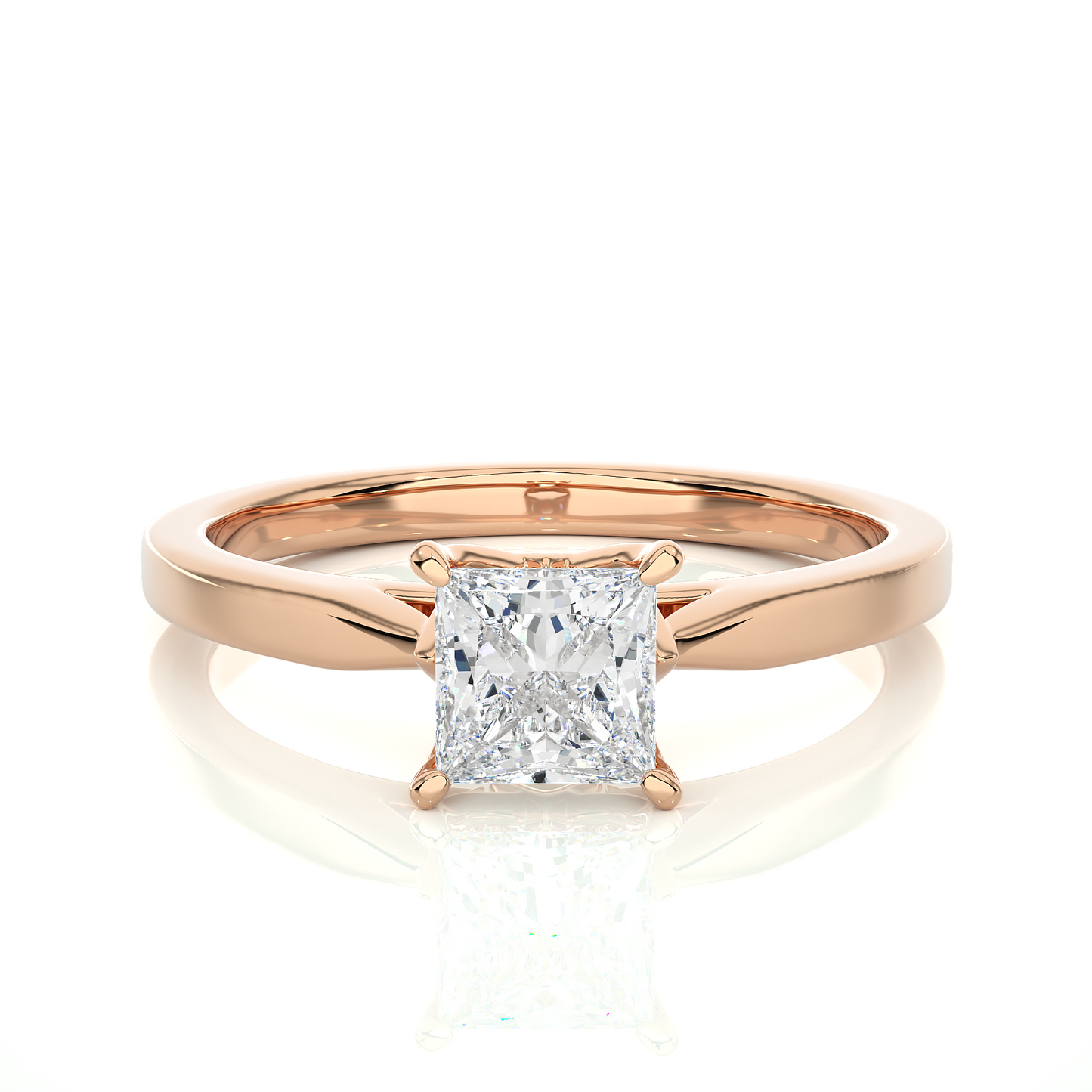 Princess Cut Moissanite Lab Diamond Vermeil Engagement Ring