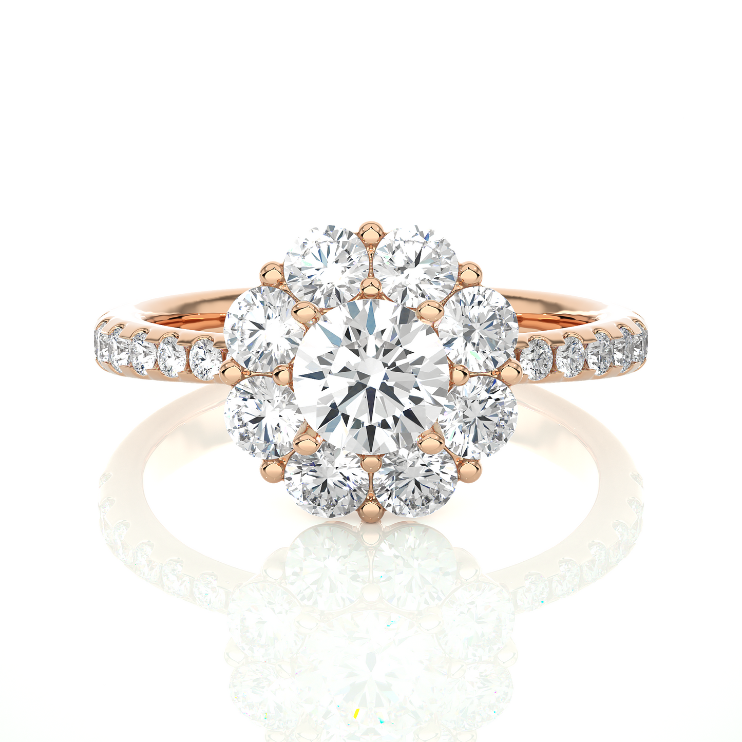 Floral Cluster Moissanite Lab Diamond Vermeil Ring