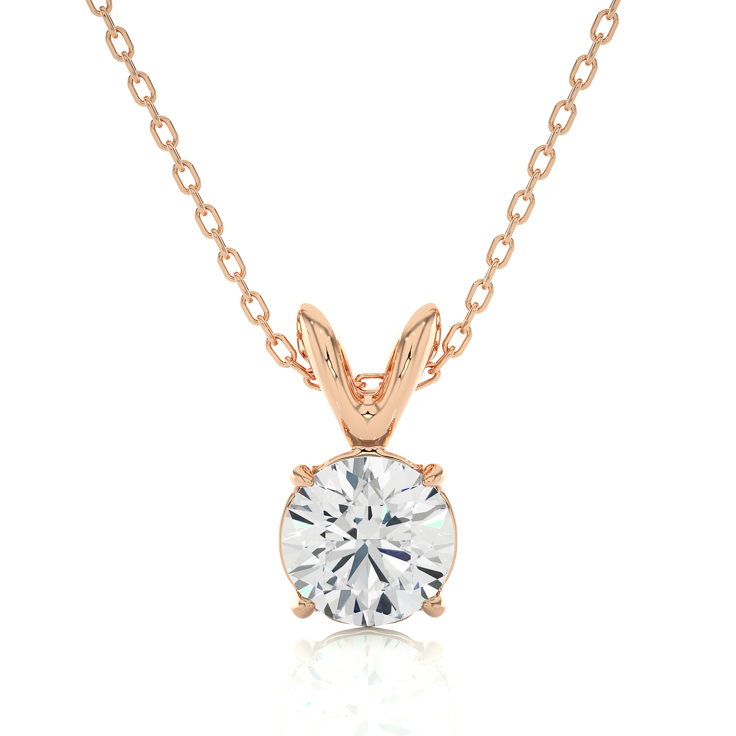 Vermeil Gold Round Moissanite / Lab  Diamond Pendant Necklace