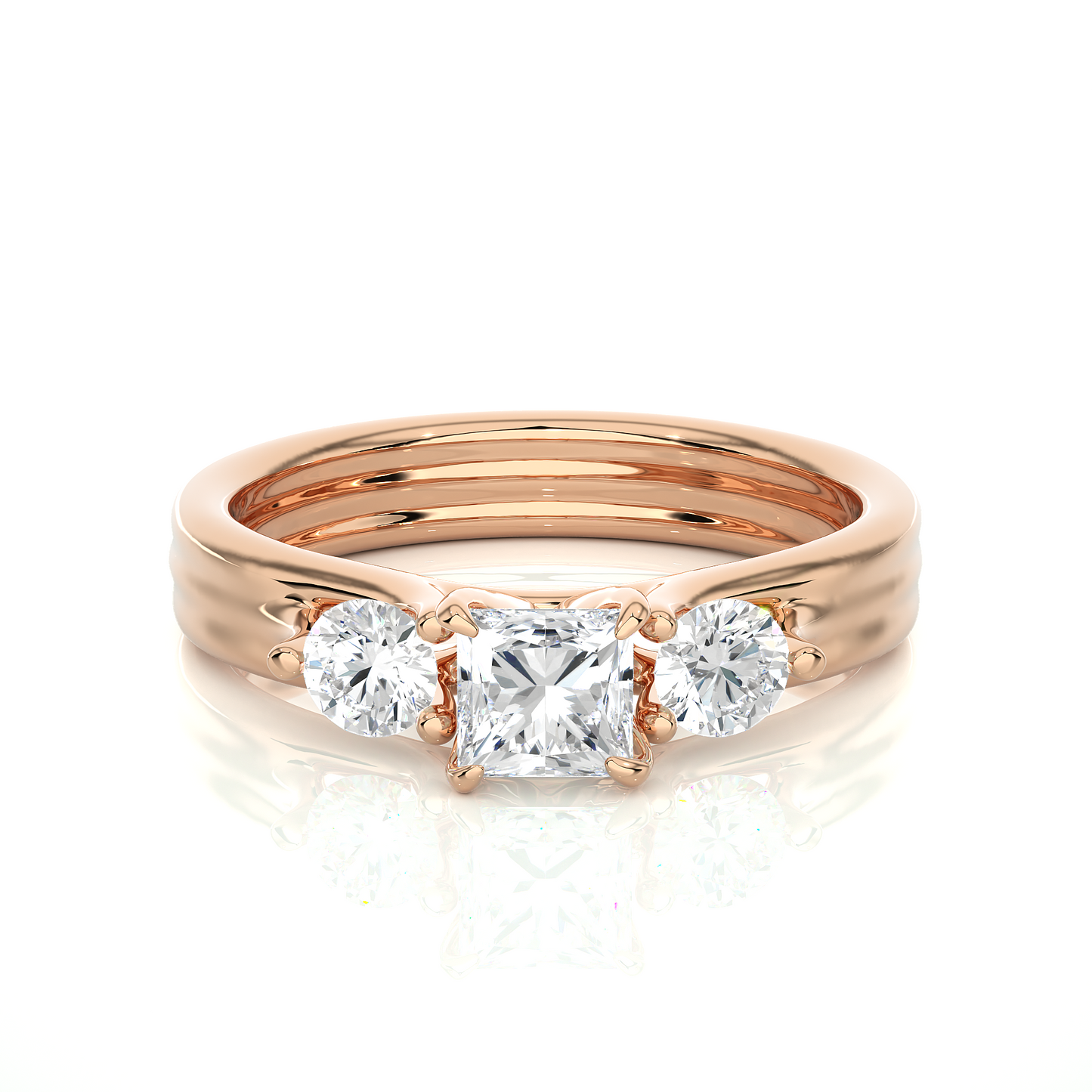 Princess Diamond Three Stone Engagement Ring