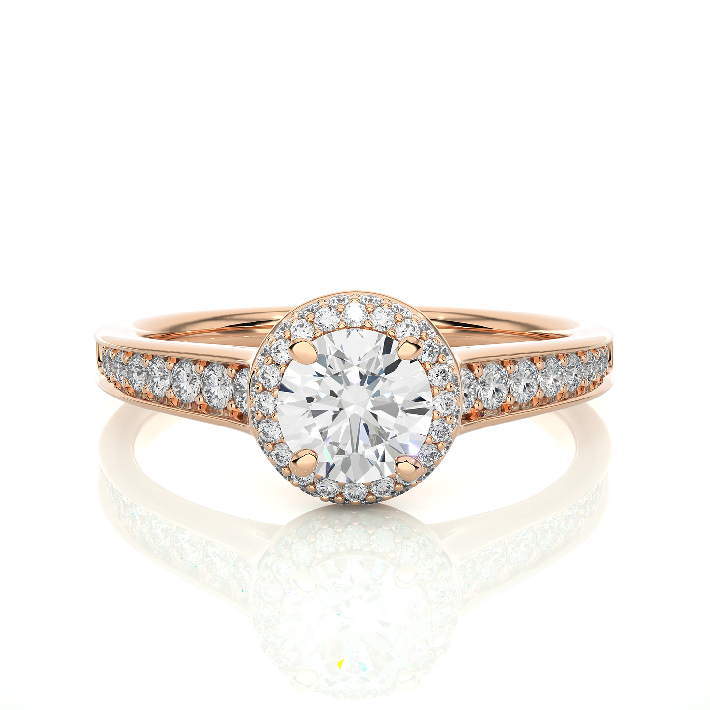 Brilliant Halo Moissanite Lab Diamond Vermeil Ring