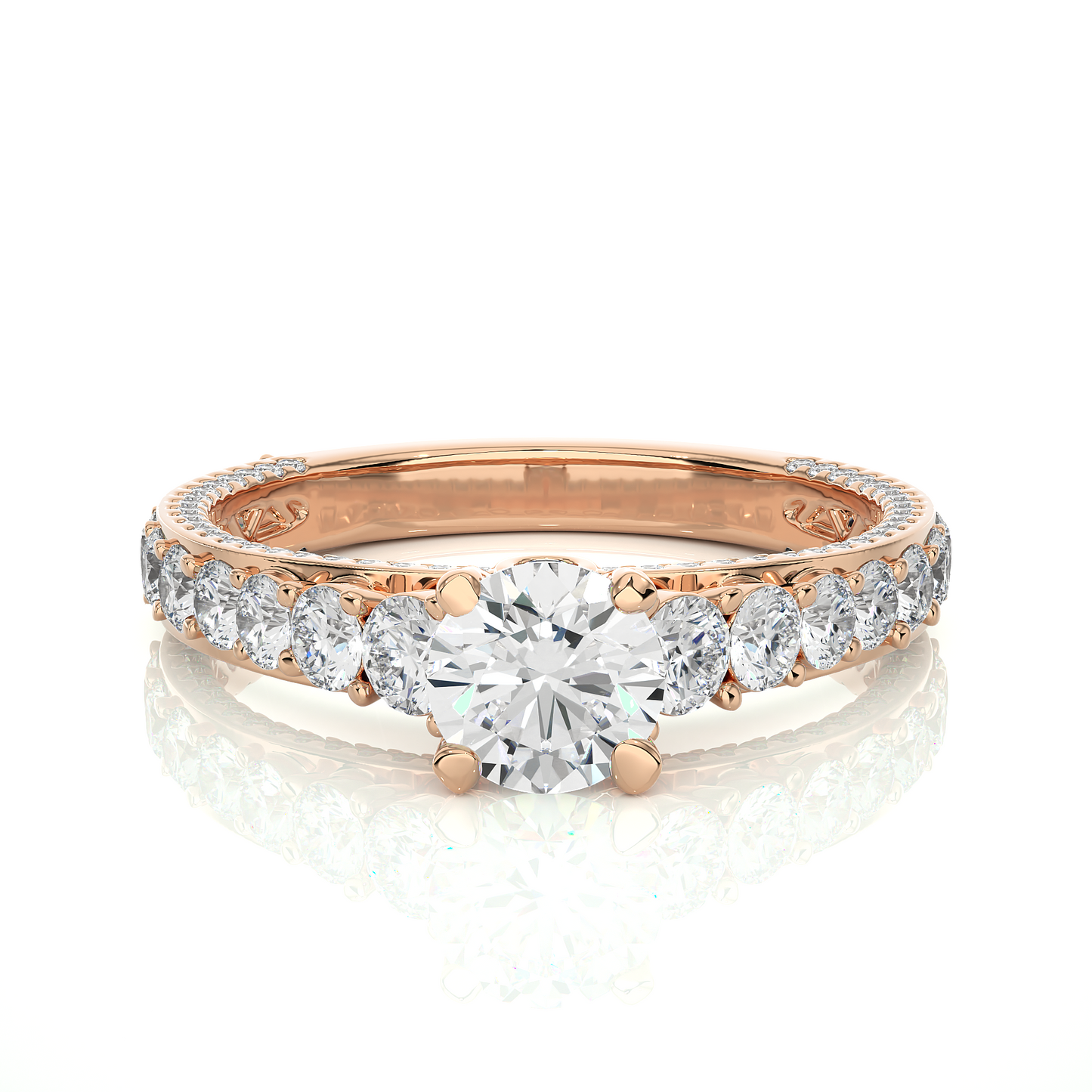 Luxury Vermeil Diamond Band Moissanite Lab Engagement Ring
