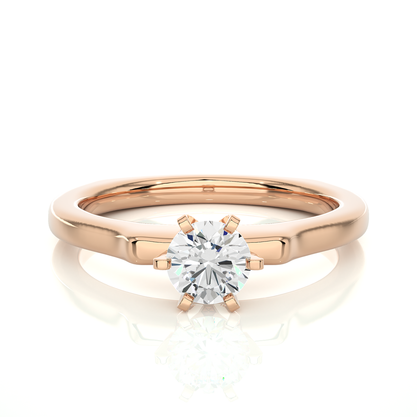 Minimalist Round Vermeil Moissanite Lab Diamond Engagement Ring