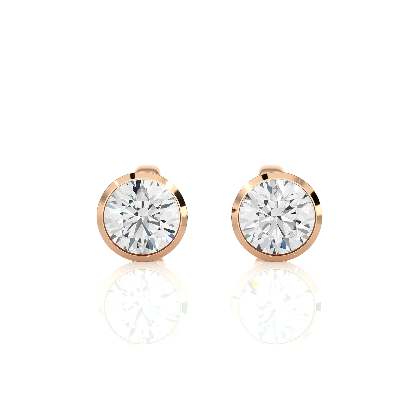 Vermeil Bezel Set Round Lab Moissanite Earrings