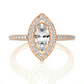 Marquise Halo Moissanite Lab Diamond Vermeil Ring
