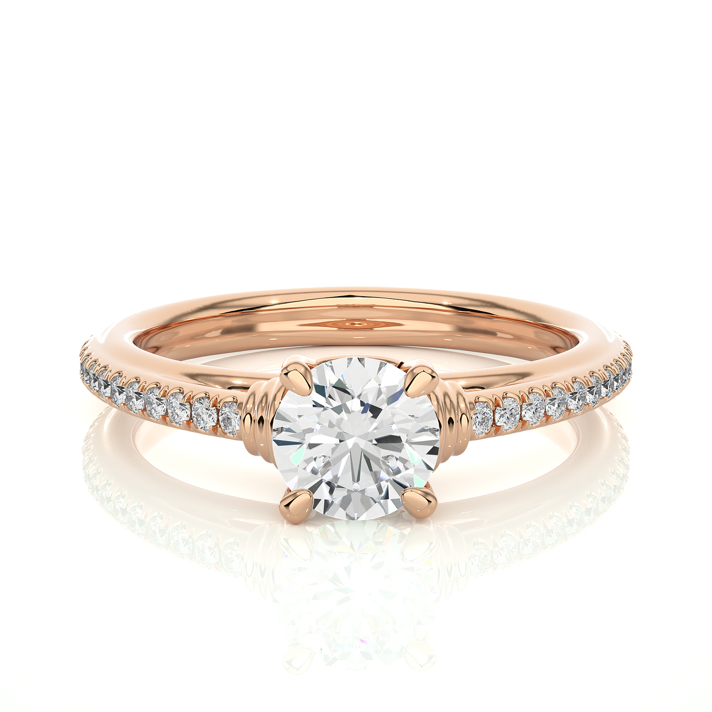 Classic Vermeil Moissanite Lab Diamond Engagement Ring