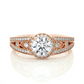 Vintage Halo Moissanite Lab Diamond Vermeil Ring
