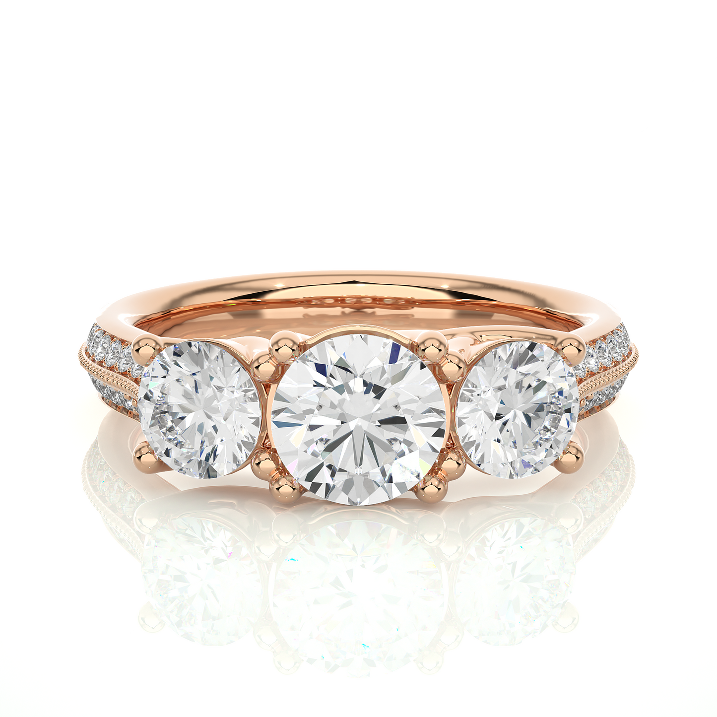 Round Three Stone Lab Grown / Moissanite Diamond Ring