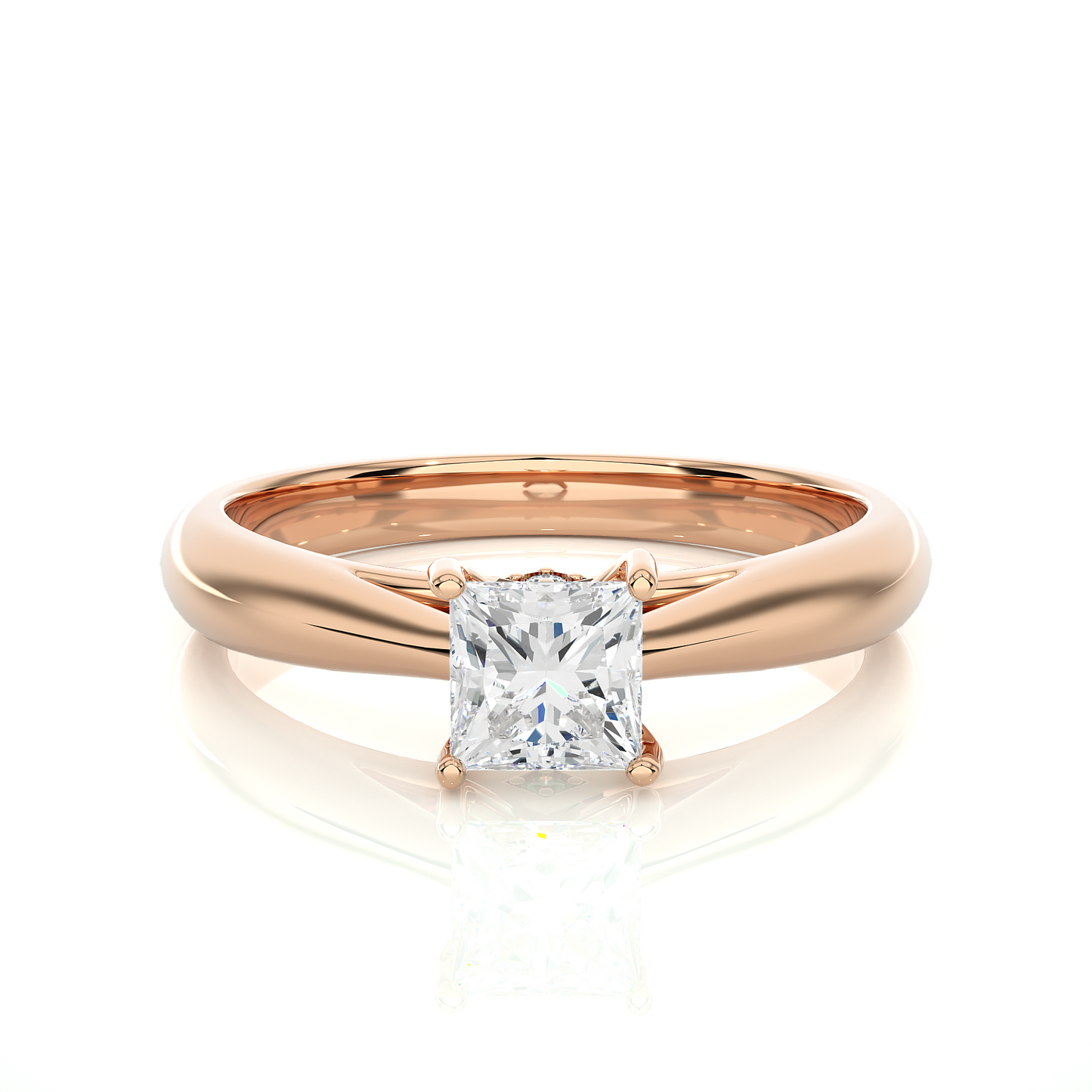 Princess Cut Solitaire Moissanite Lab Diamond Vermeil Ring