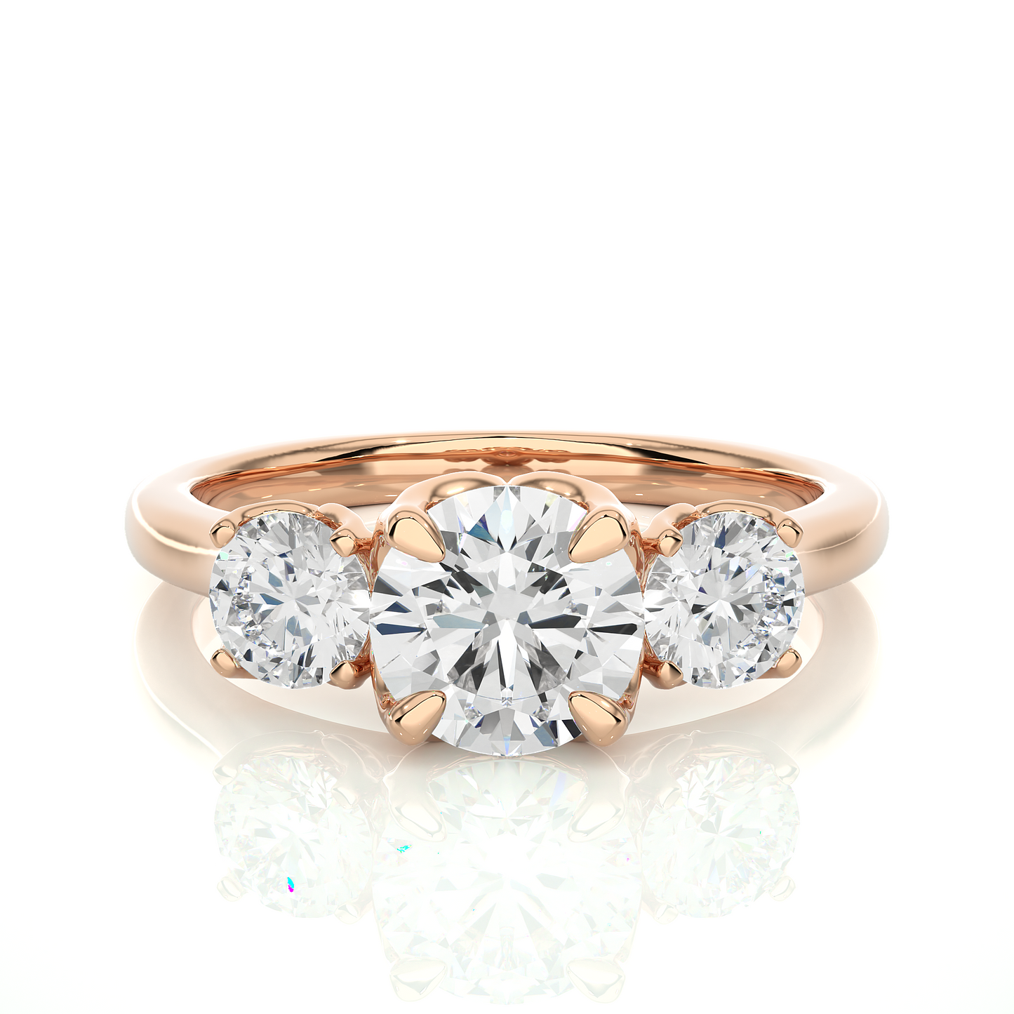 Round Diamond Three Stone Engagement Ring
