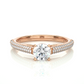 Elegant Solitaire Pave Lab Moissanite Diamond Vermeil Engagement Ring