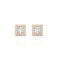 Vermeil Princess Halo Moissanite Lab Diamond Luxury Stud Earrings