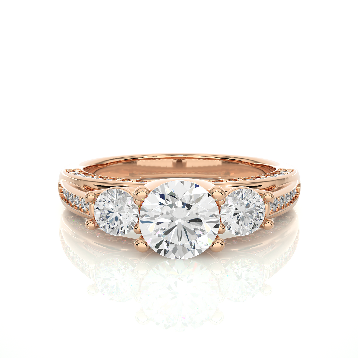 Three Stone Round Diamond Engagement Ring
