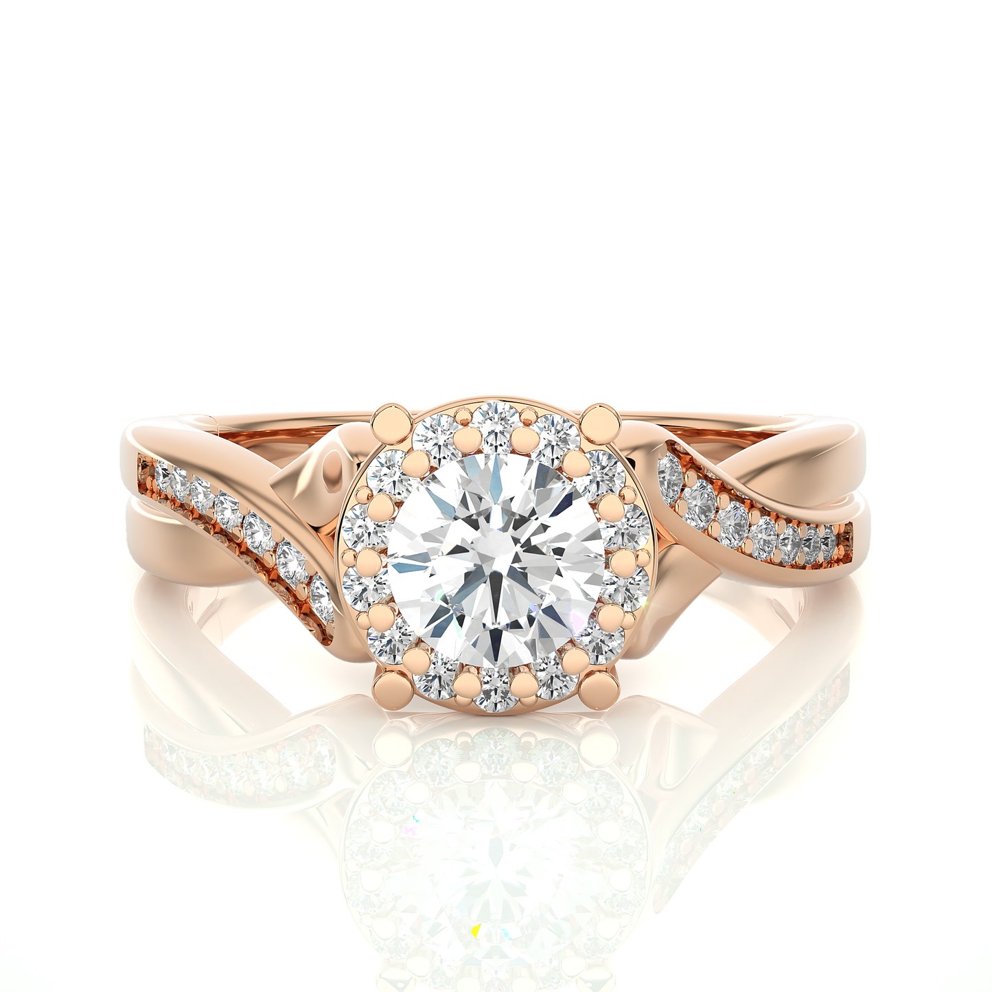 Vermeil Round Moissanite / Lab Grown Diamond Twisted Band Ring