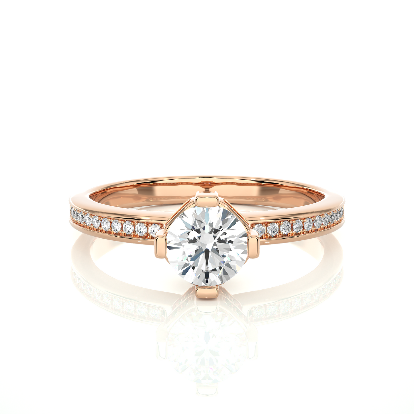 Elegant Vermeil Moissanite Lab Diamond Solitaire Ring