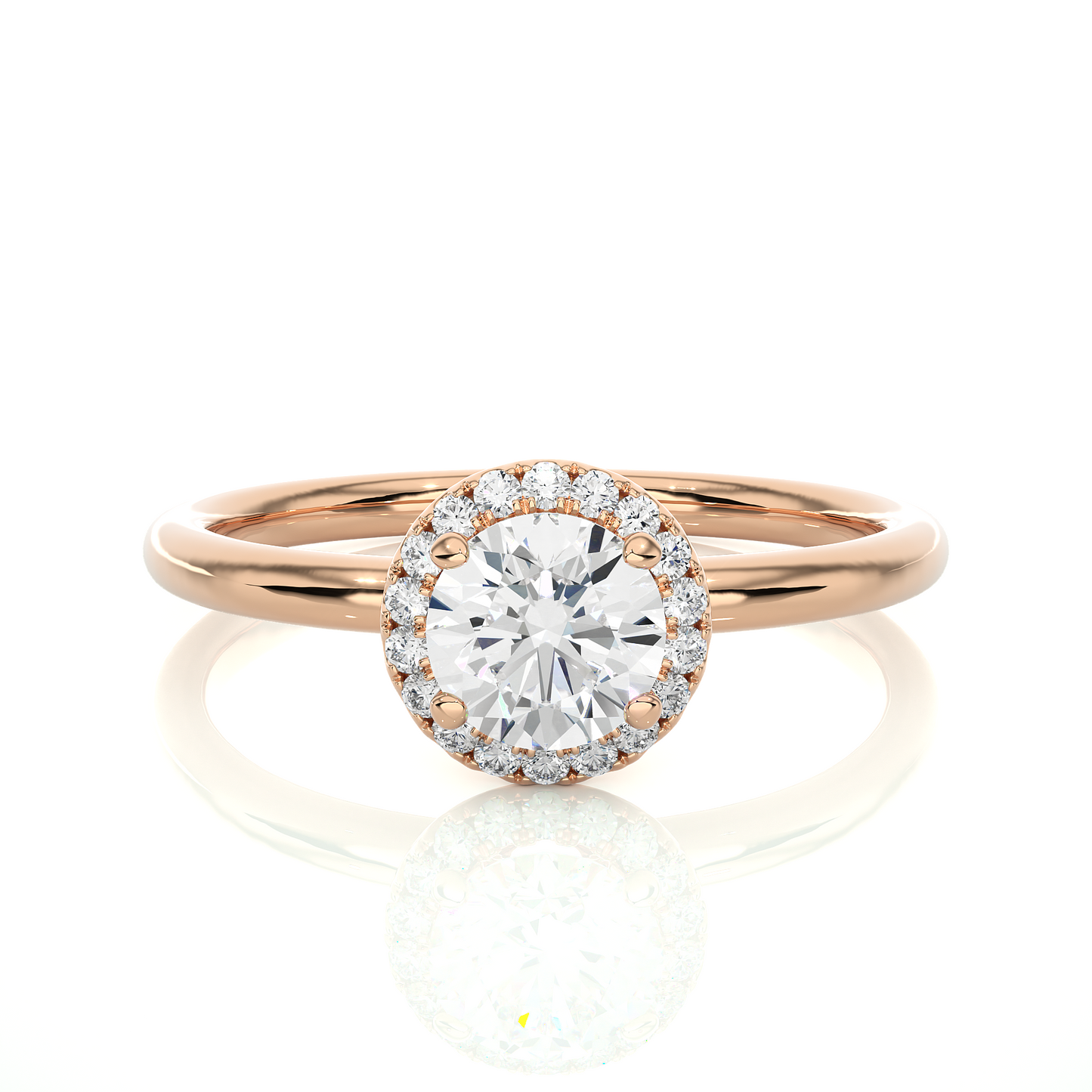 Elegant Halo Moissanite Lab Diamond Vermeil Ring
