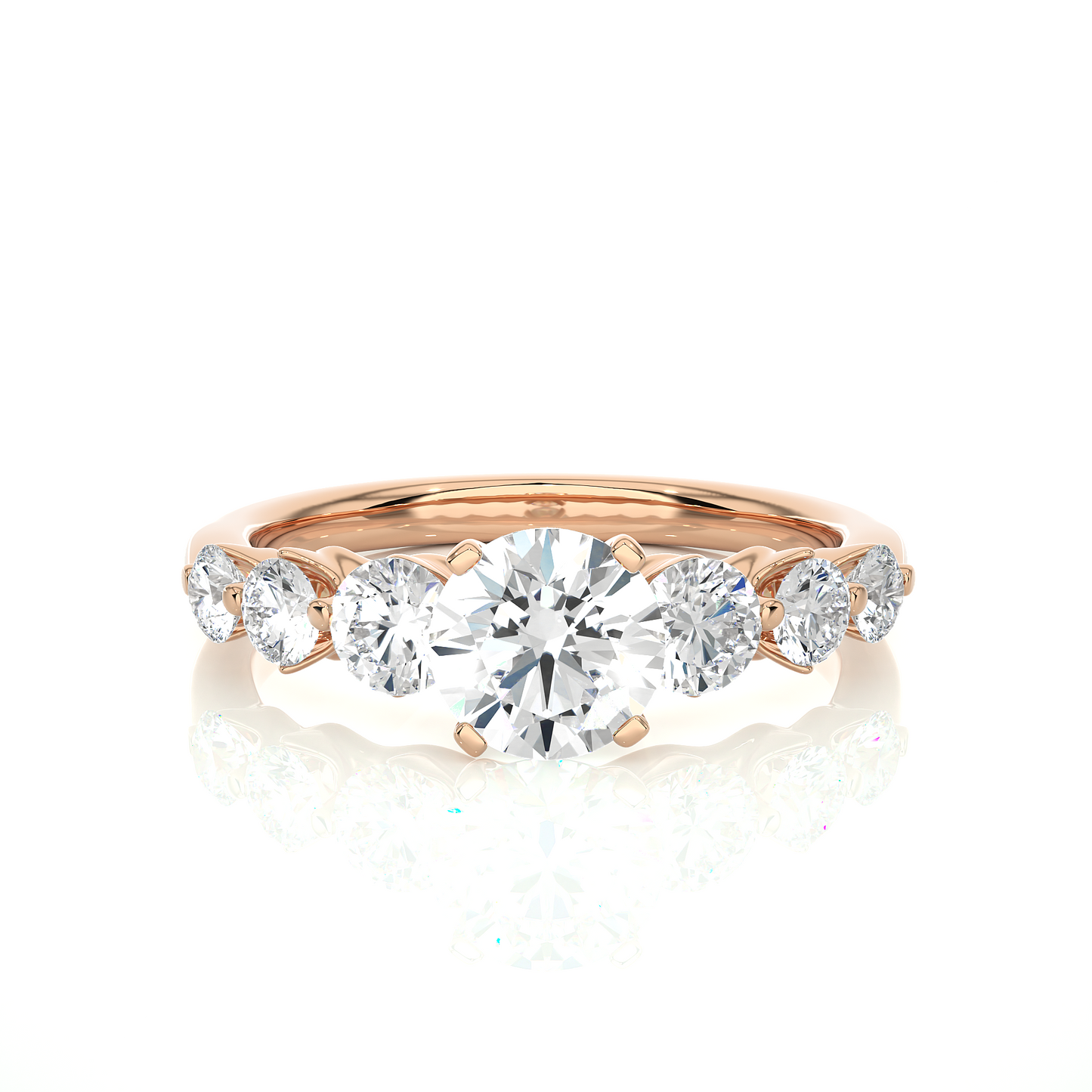 Vermeil Round Moissanite Diamond Five Stone Ring