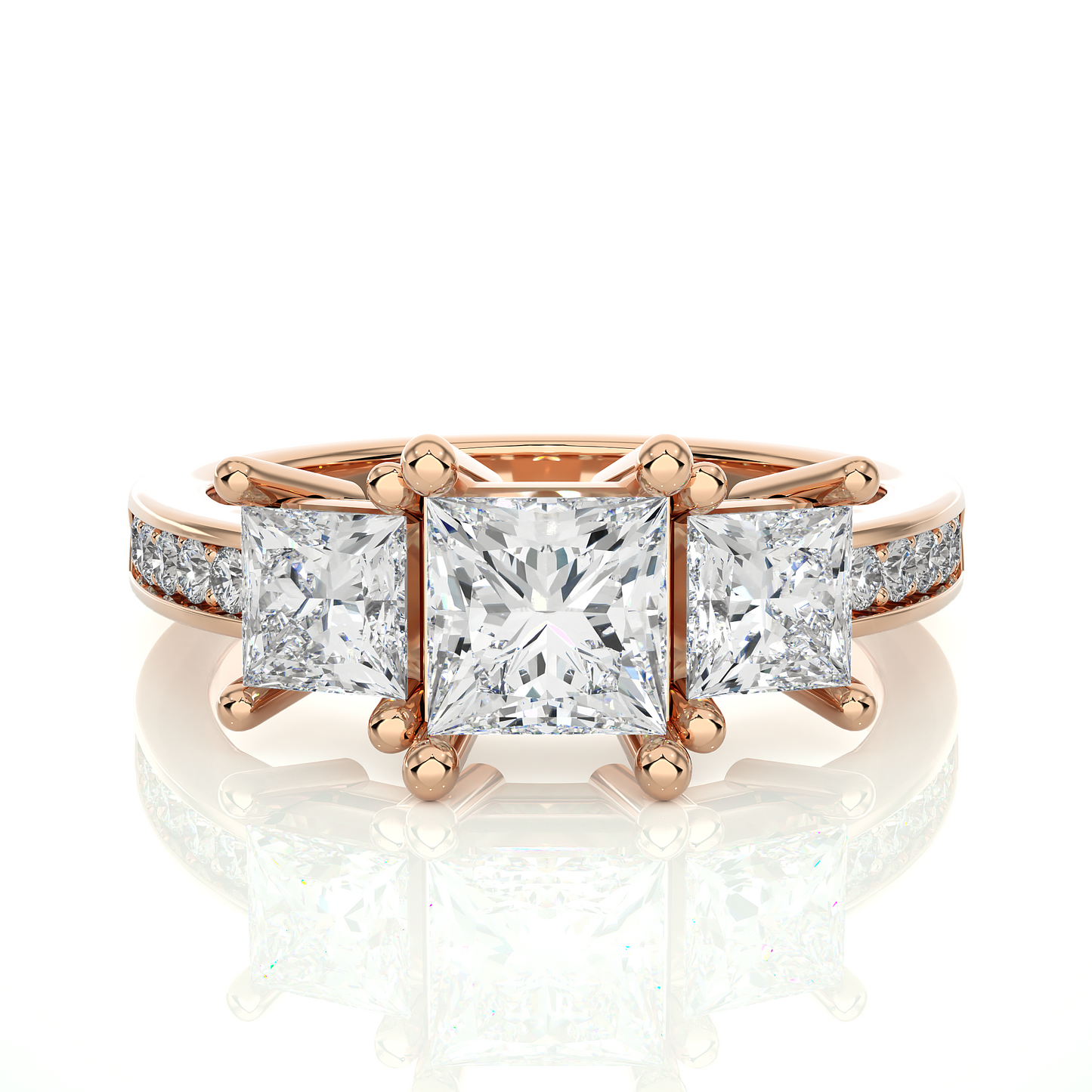 Three Stone Princess Lab Grown Diamond Engagement Ring