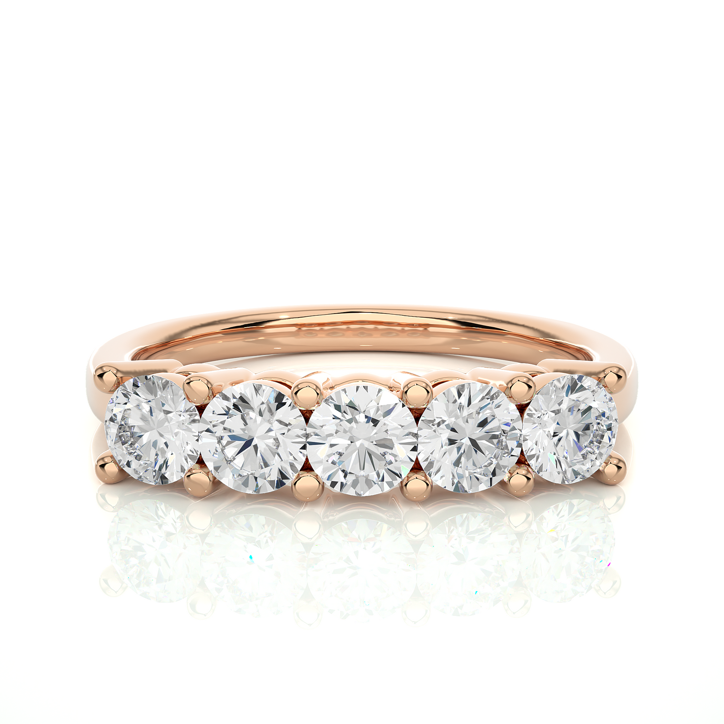 Elegant Five Stone Moissanite Lab Diamond Vermeil Ring