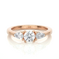Three Stone Round Lab & Moissanite Diamond Engagement Ring With Pear Side Stones