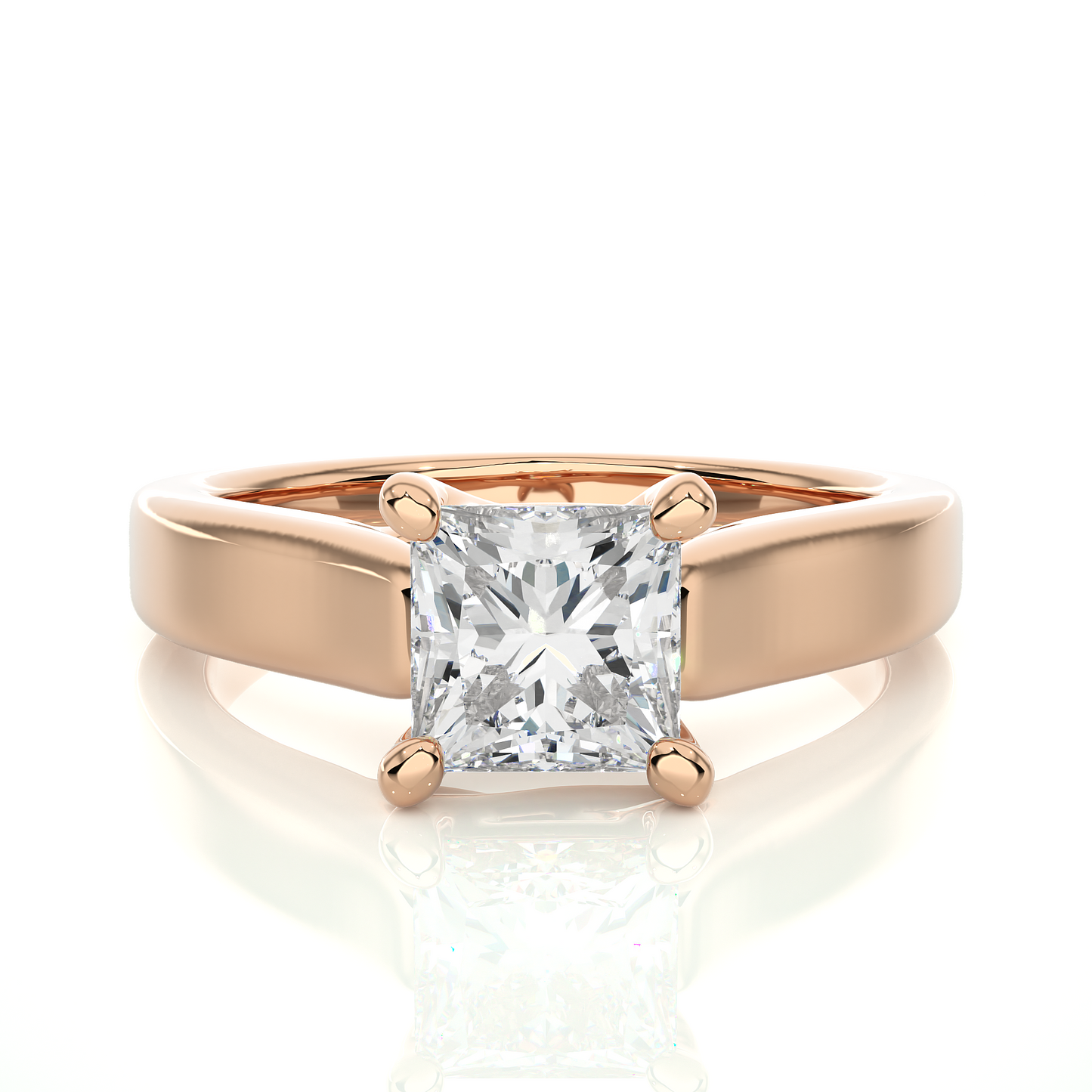 Lab Grown Diamond Moissanite Solitaire Princess Cut Ring