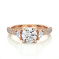 Three Stone Lab Diamond Engagement Ring With Trillion Side Stones