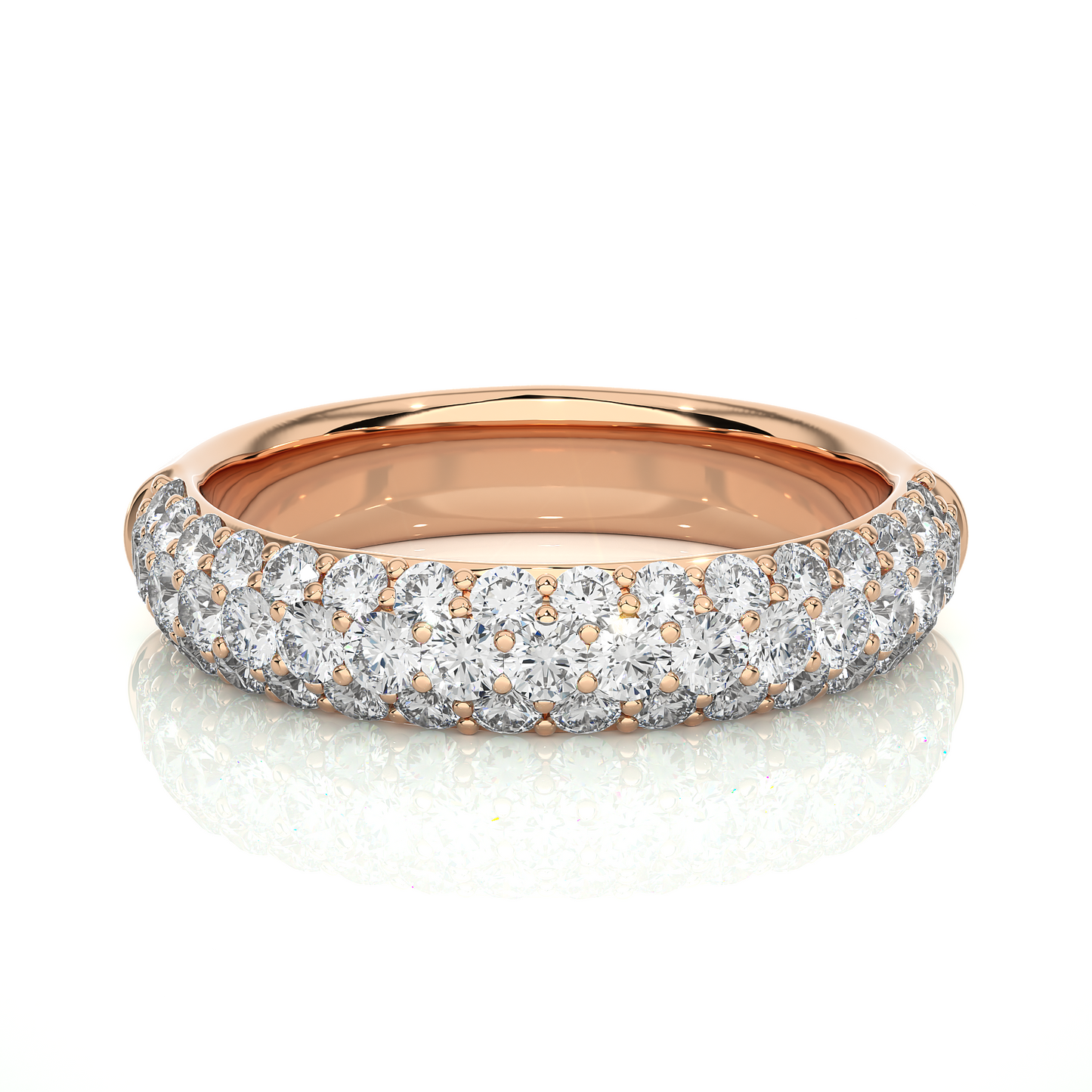 Diamond Pavé Half Eternity Ring – Vermeil Gold Wedding Band | Lab Grown Diamond / Moissanite