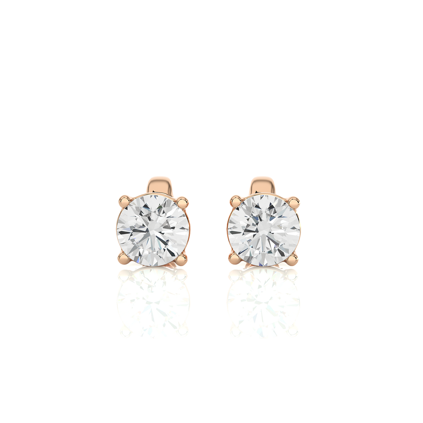 Classic Round Lab Diamond Solitaire Stud Earrings.