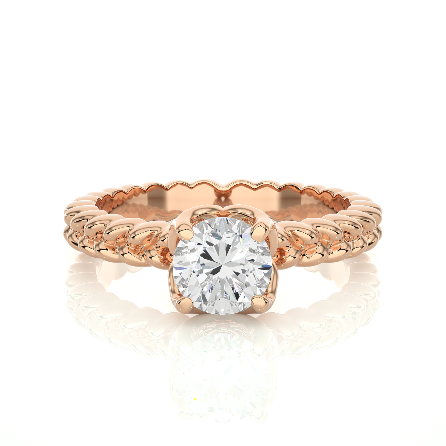 Vintage Heart Band Vermeil Moissanite Lab Diamond Ring