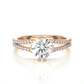 Round Moissanite Lab Diamond Split Shank Engagement Ring