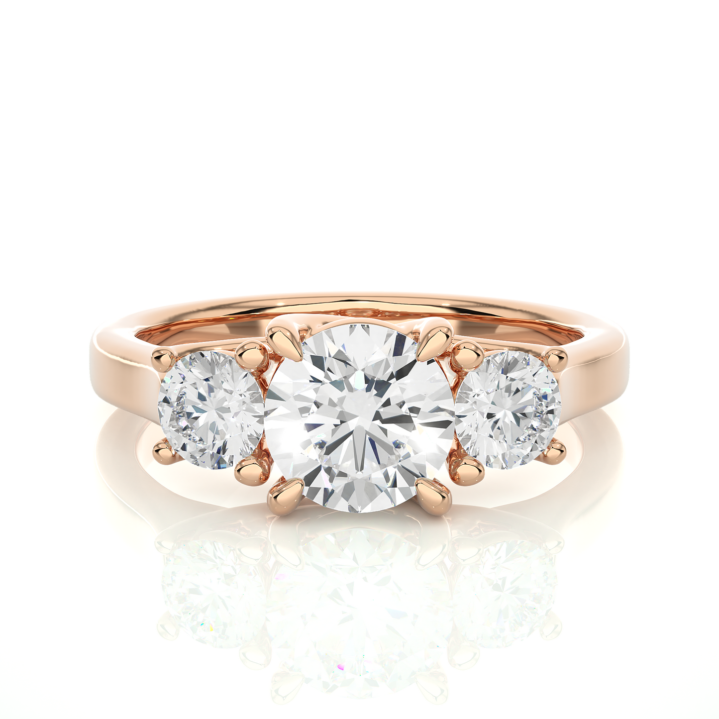Round Lab Grown Diamond Three Stone Ring