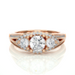 Luxury Three Stone Halo Lab & Moissanite Diamond Ring