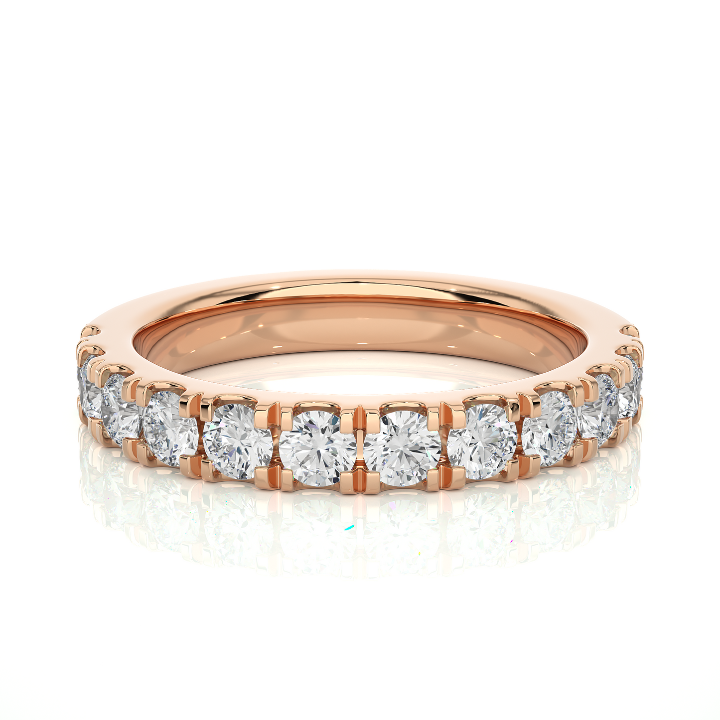 Round Prong Eternity Wedding Band Vermeil Ring