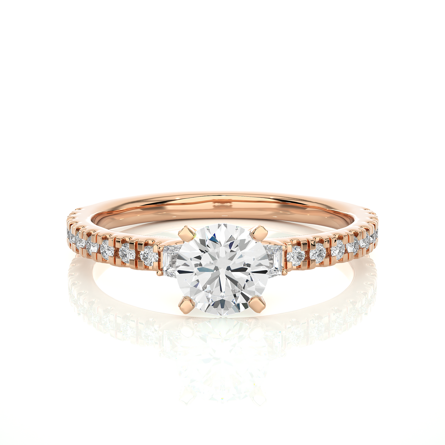 Three Stone Lab Grown Diamond Pavé Engagement Ring