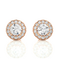 Vermeil Round Halo Moissanite Lab Diamond Stud Earrings