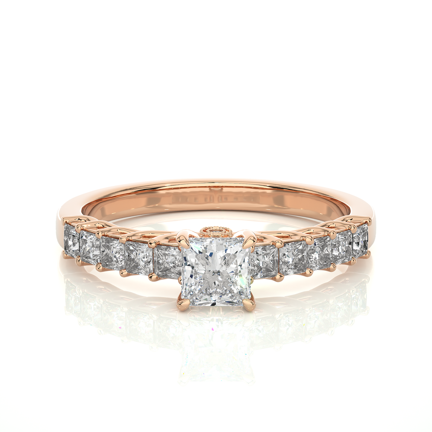 Vermeil Princess Moissanite / Lab Grown Diamond Engagement Ring