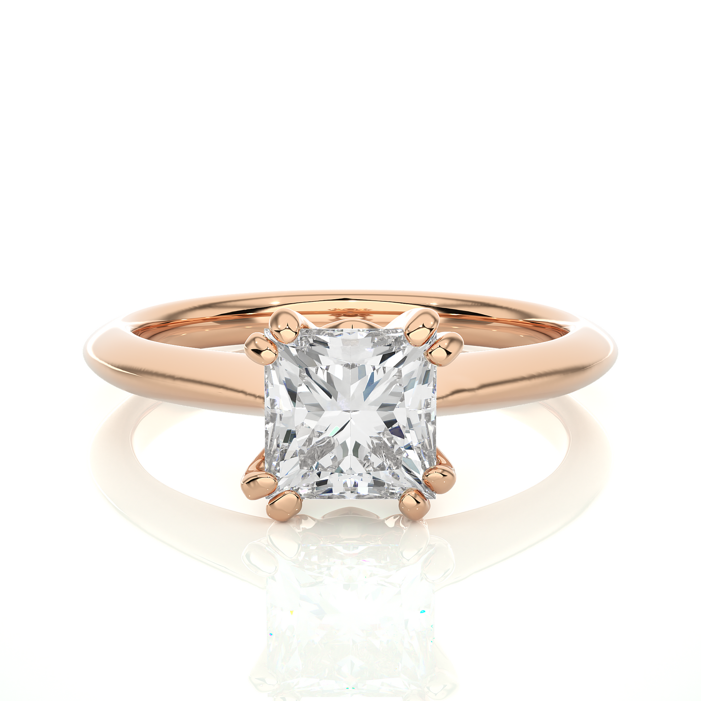 Princess Cut Vermeil Moissanite / Lab Grown Engagement Ring