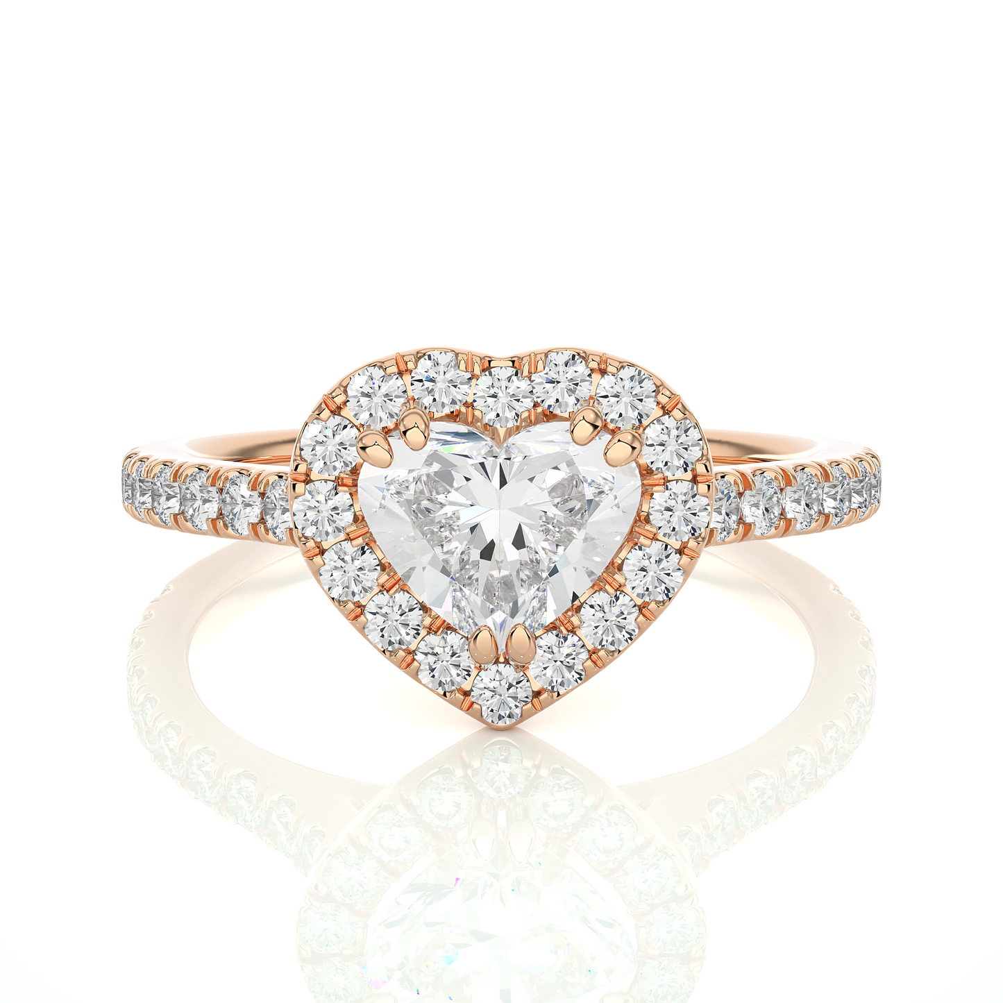 Heart Shape Halo Vermeil Moissanite Lab Diamond Ring