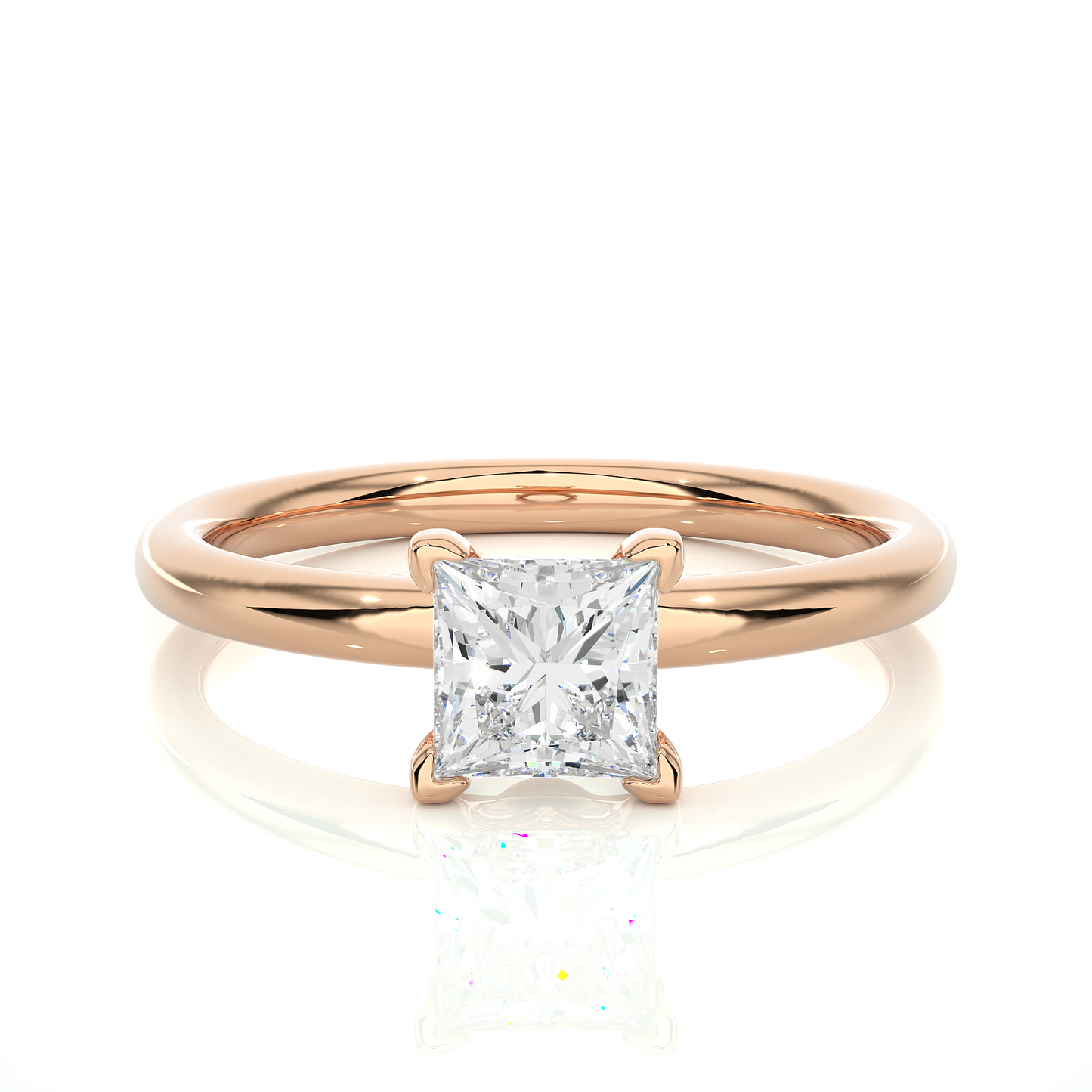 Princess Cut Vermeil Moissanite Lab Diamond Engagement Ring
