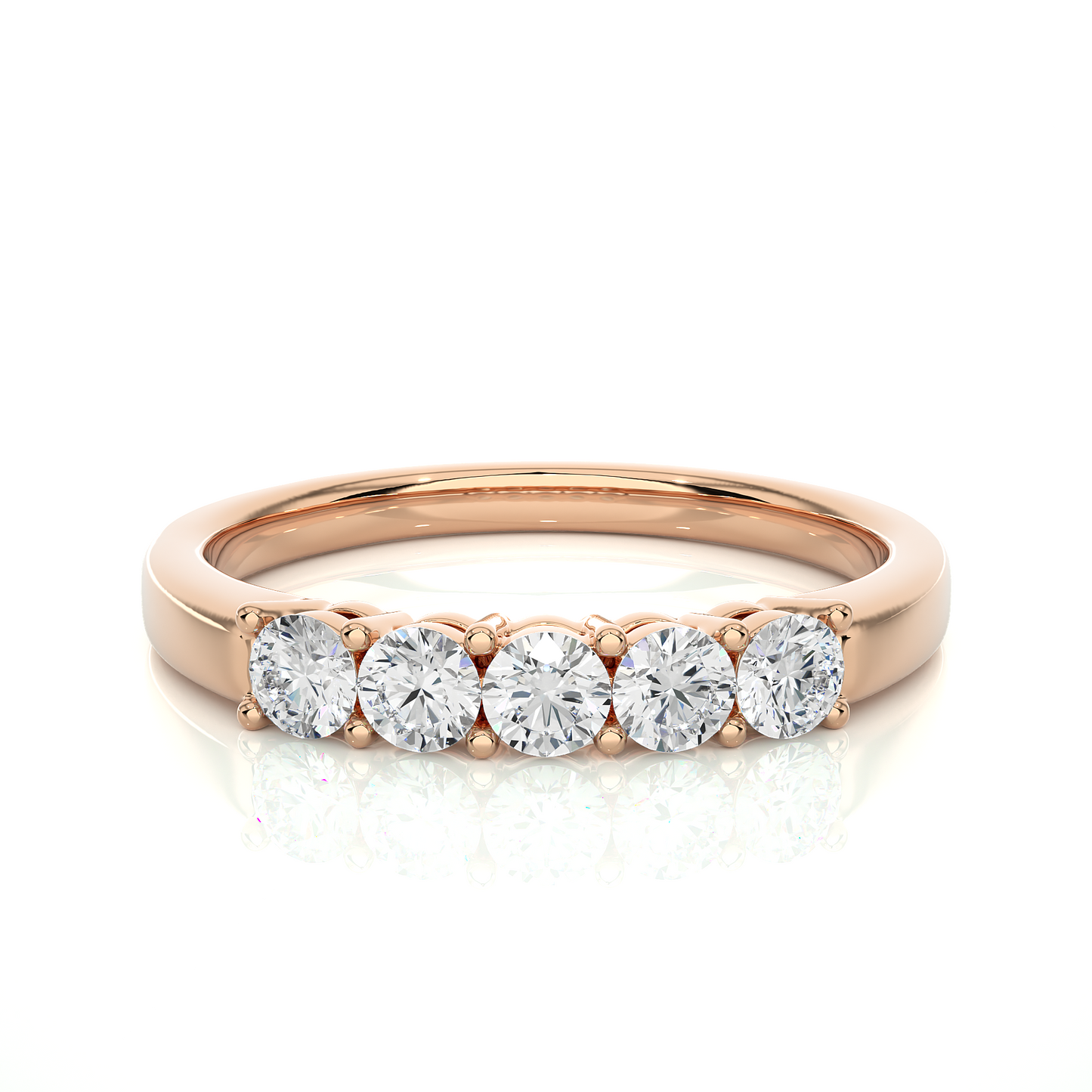 Five Stone Moissanite Lab Diamond Vermeil Ring