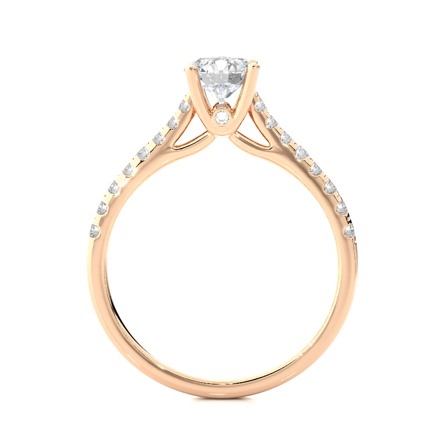 Classic Pavé Moissanite Lab Diamond Vermeil Engagement Ring