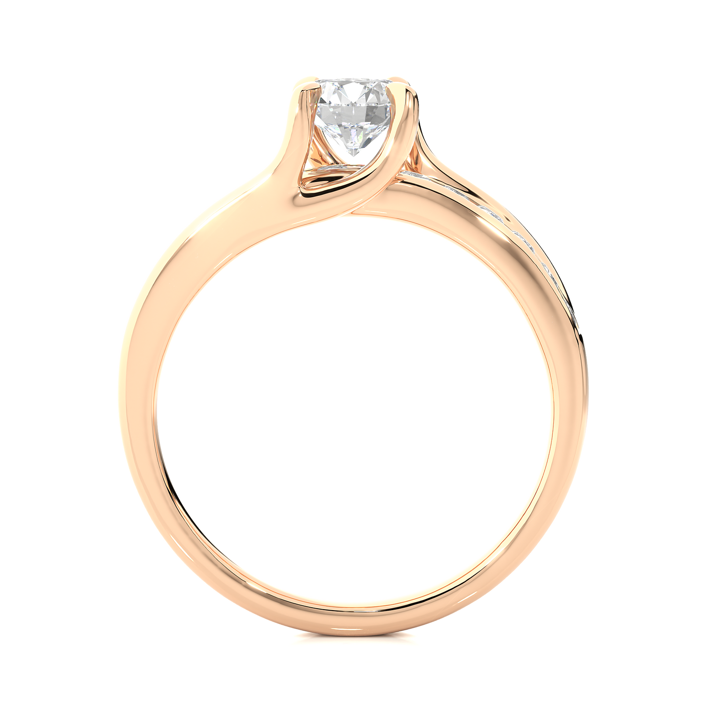 Round Solitaire Split Shank Moissanite Lab Diamond Vermeil Ring