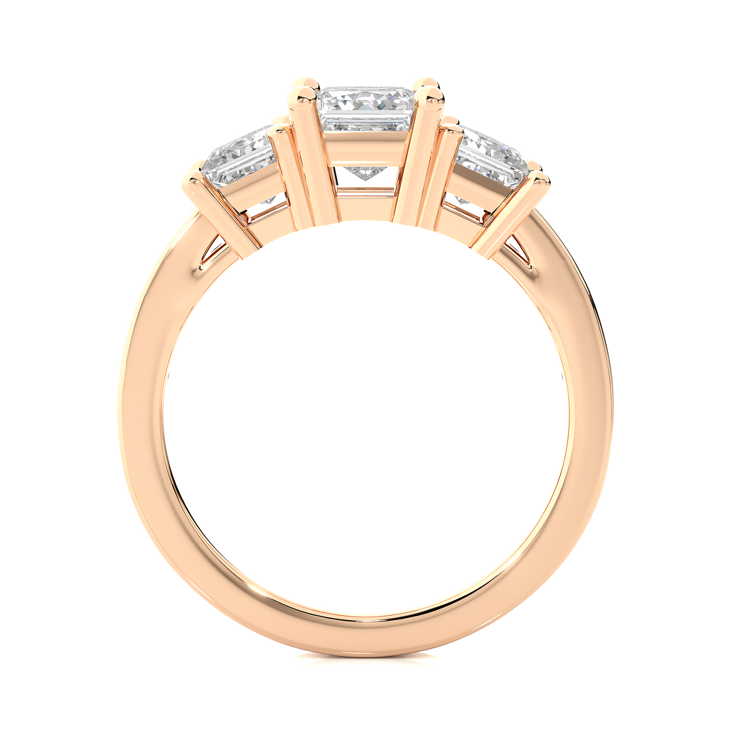 Three Stone Princess Lab Grown Diamond Engagement Ring
