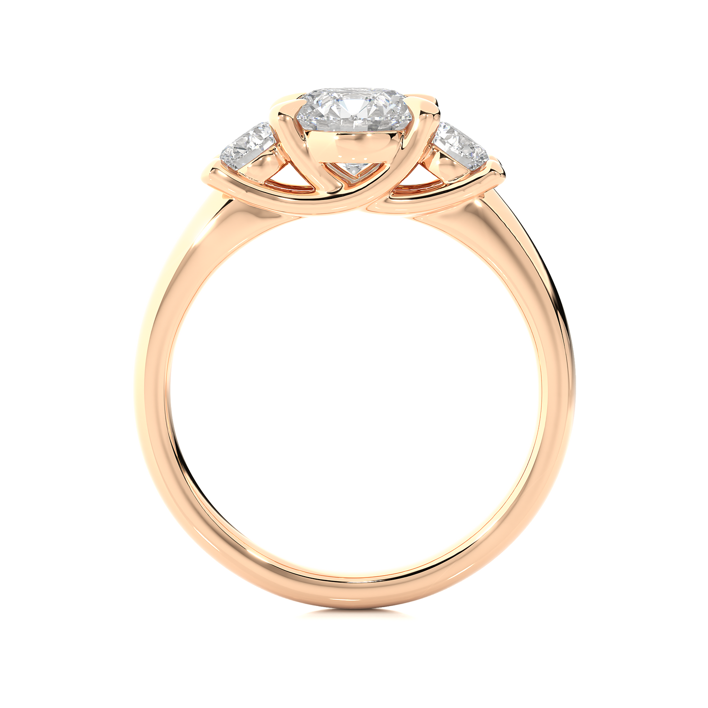 Classic Basket Set Diamond Three Stone Engagement Ring