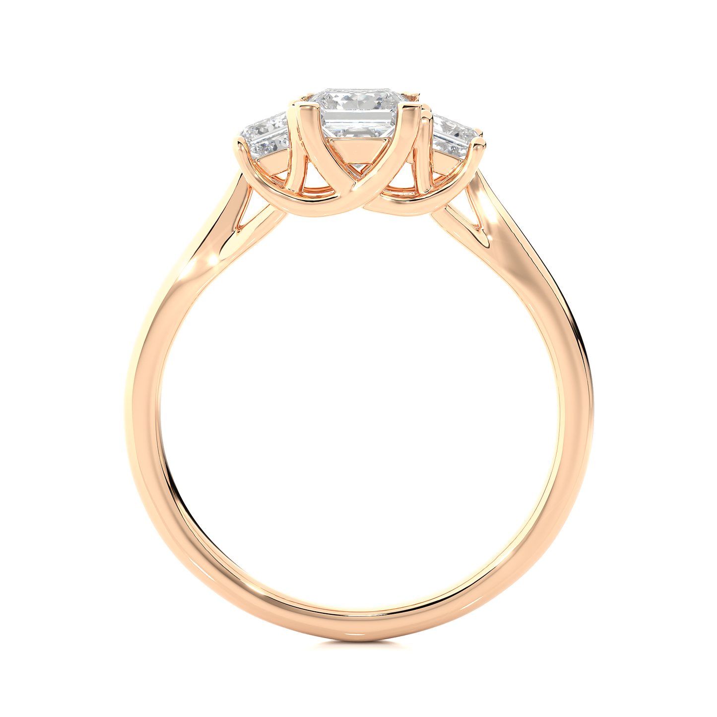 Three Stone Princess Lab Diamond Engagement Ring
