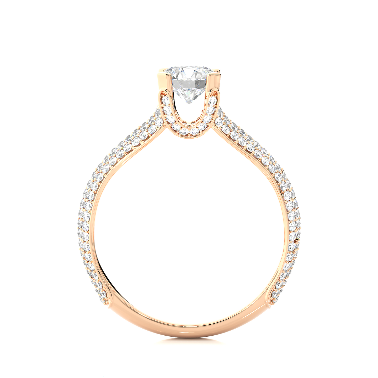 Double Pavé Split Shank Moissanite Diamond Vermeil Ring